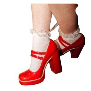 Steve Madden Twice Patent Block Heel Mary Jane Platform Pumps Womens Size 6 Prep